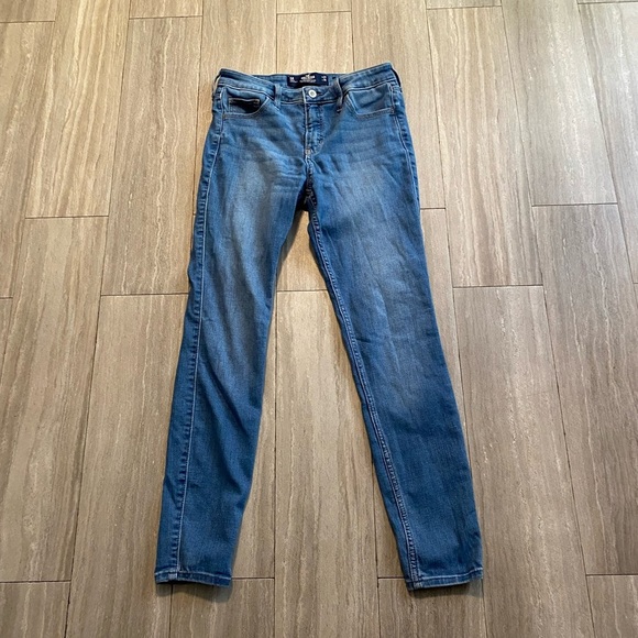 Womens Hollister Mid Rise Super Skinny Blue Jeans 5 R Denim 27x28 - Picture 1 of 4
